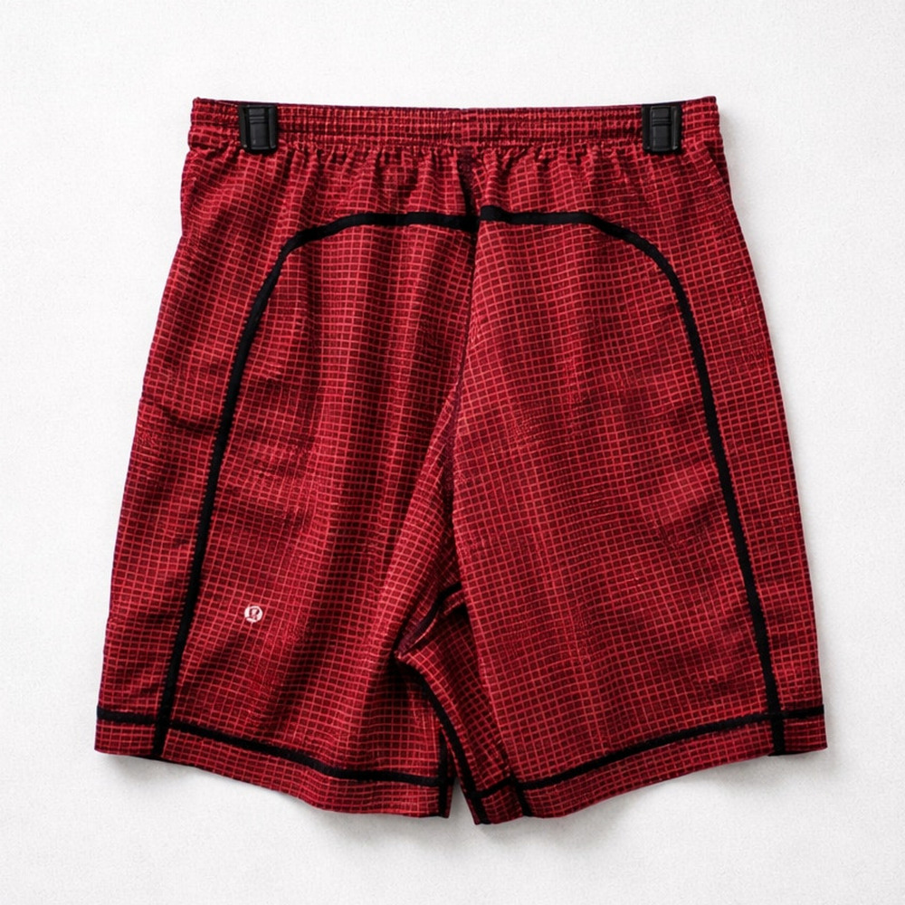 Lululemon Pace Breaker Athletic Shorts Linerness 9" Red Checker Mens Size S - Picture 4 of 9